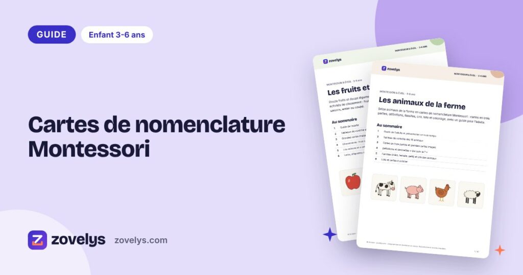 Cartes de nomenclature Montessori : comment les utiliser, de 2 à 6 ans