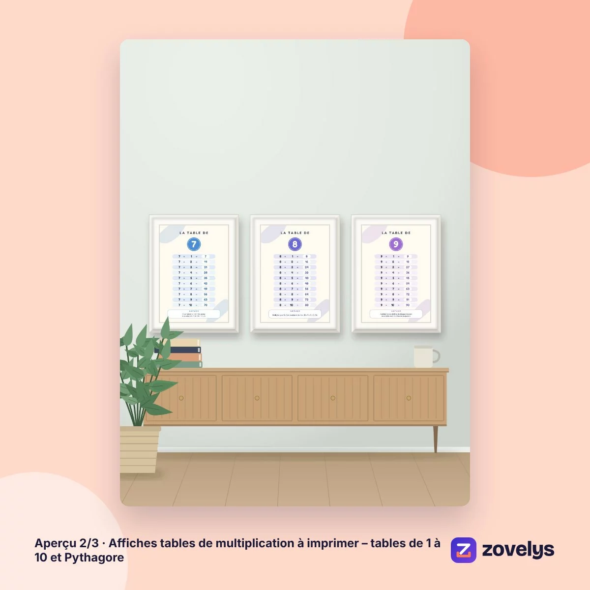 Affiches tables de multiplication à imprimer – tables de 1 à 10 et Pythagore – aperçu 2