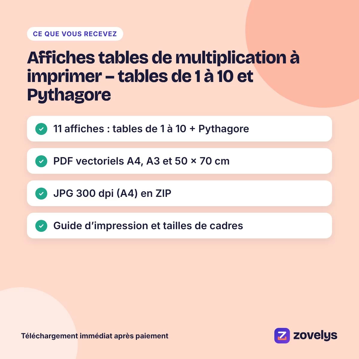 Affiches tables de multiplication à imprimer – tables de 1 à 10 et Pythagore – aperçu 4
