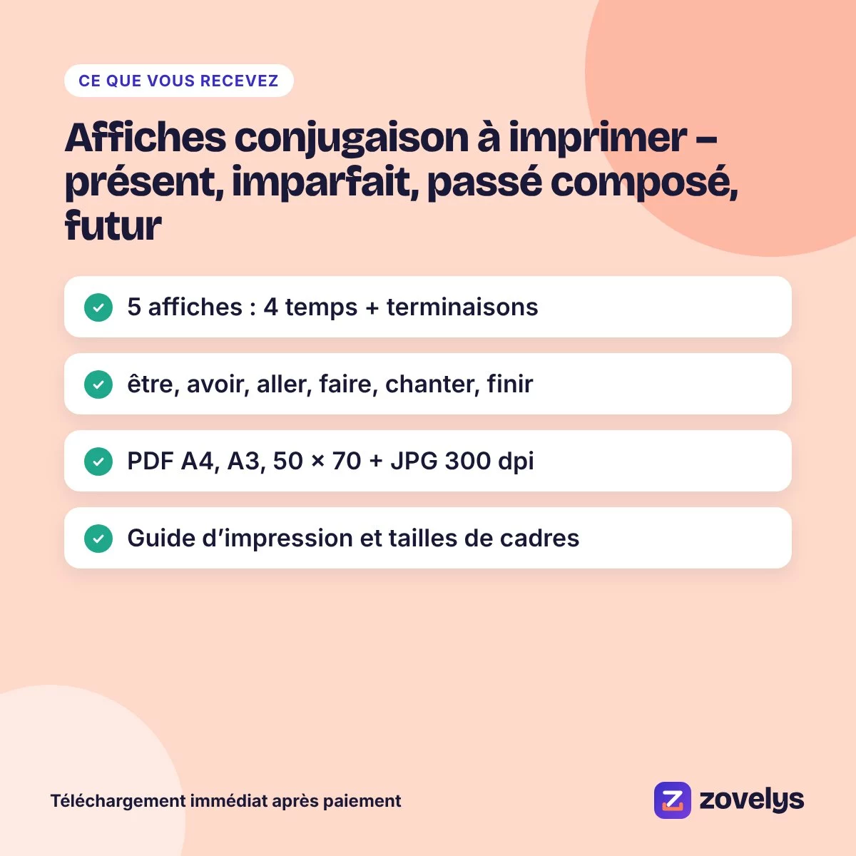 Affiches conjugaison à imprimer – présent, imparfait, passé composé, futur – aperçu 4