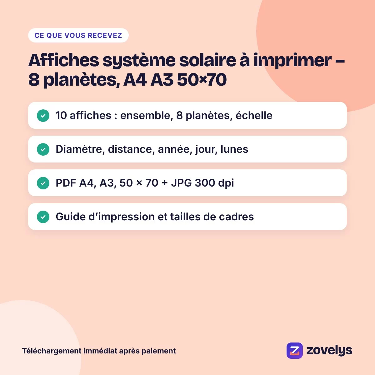Affiches système solaire à imprimer – 8 planètes, A4 A3 50×70 – aperçu 4