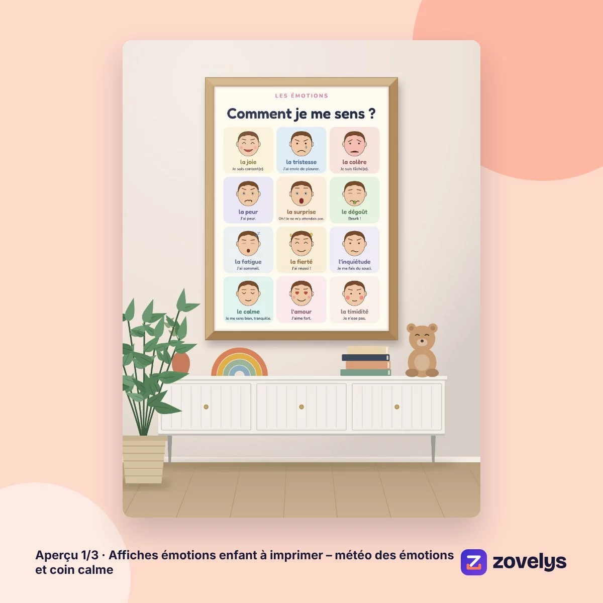 Affiches émotions enfant à imprimer – météo des émotions et coin calme – aperçu 1