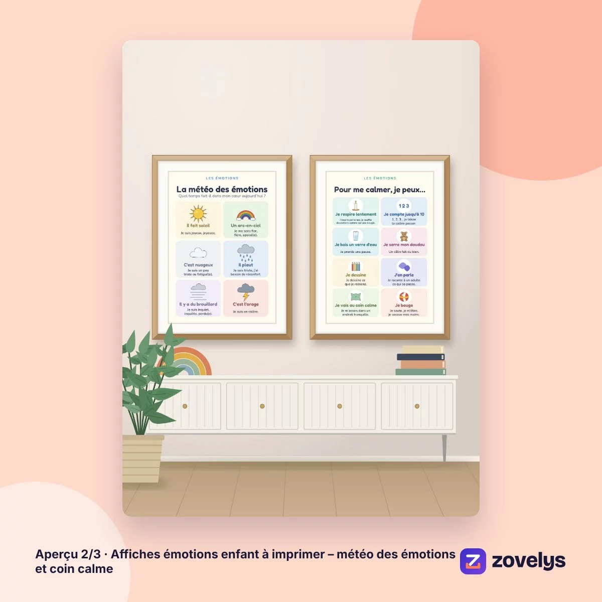 Affiches émotions enfant à imprimer – météo des émotions et coin calme – aperçu 2