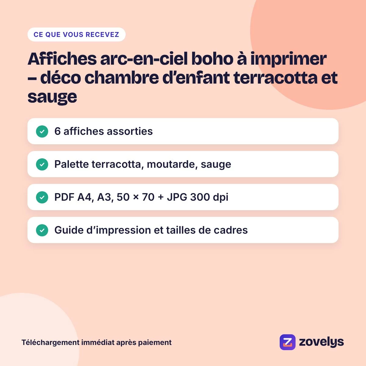 Affiches arc-en-ciel boho à imprimer – déco chambre d’enfant terracotta et sauge – aperçu 4