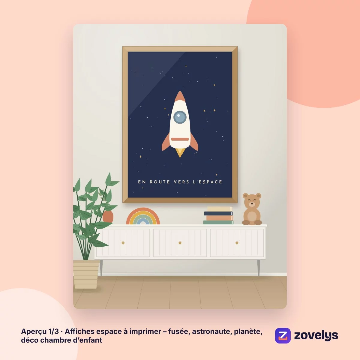 Affiches espace à imprimer – fusée, astronaute, planète, déco chambre d’enfant – aperçu 1