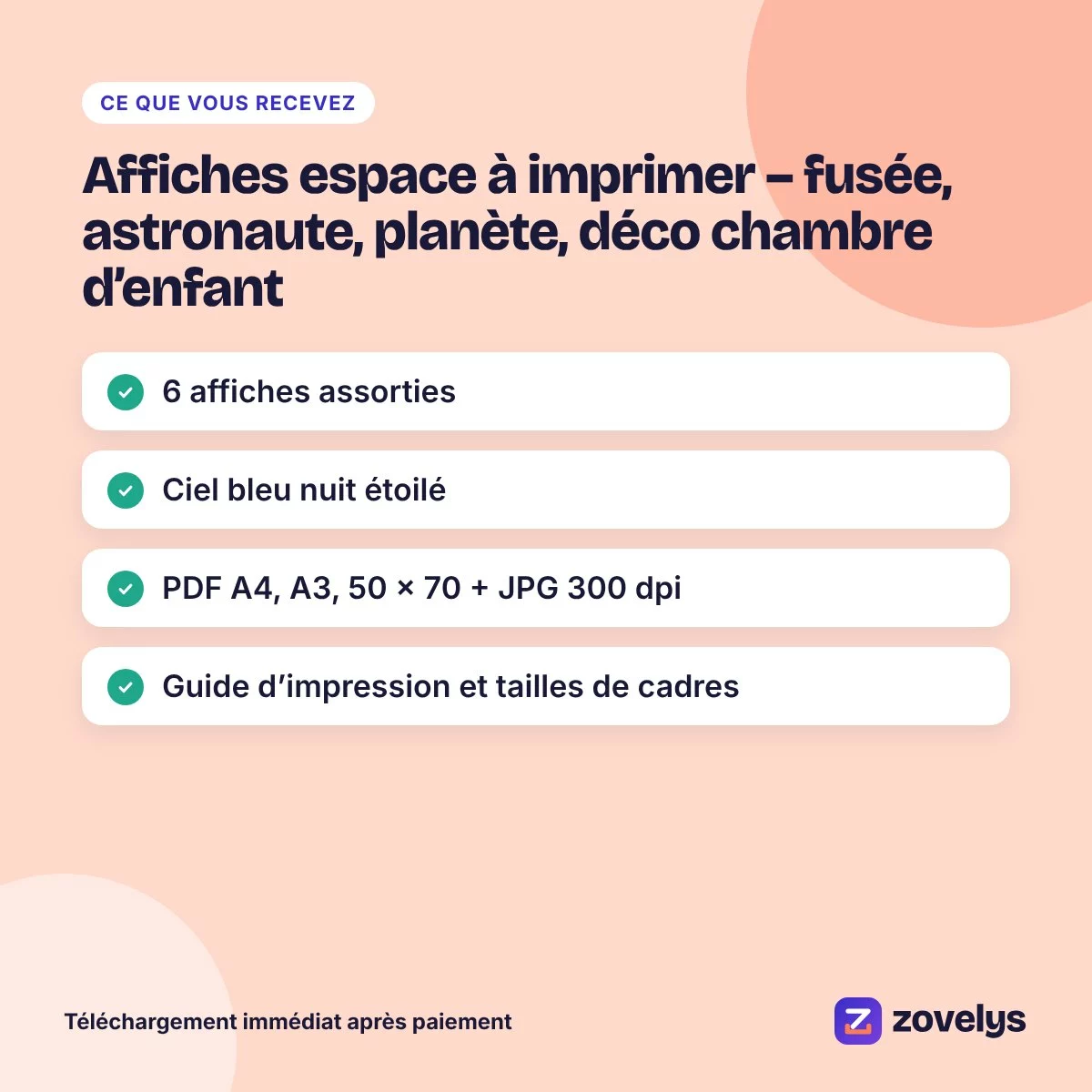 Affiches espace à imprimer – fusée, astronaute, planète, déco chambre d’enfant – aperçu 4