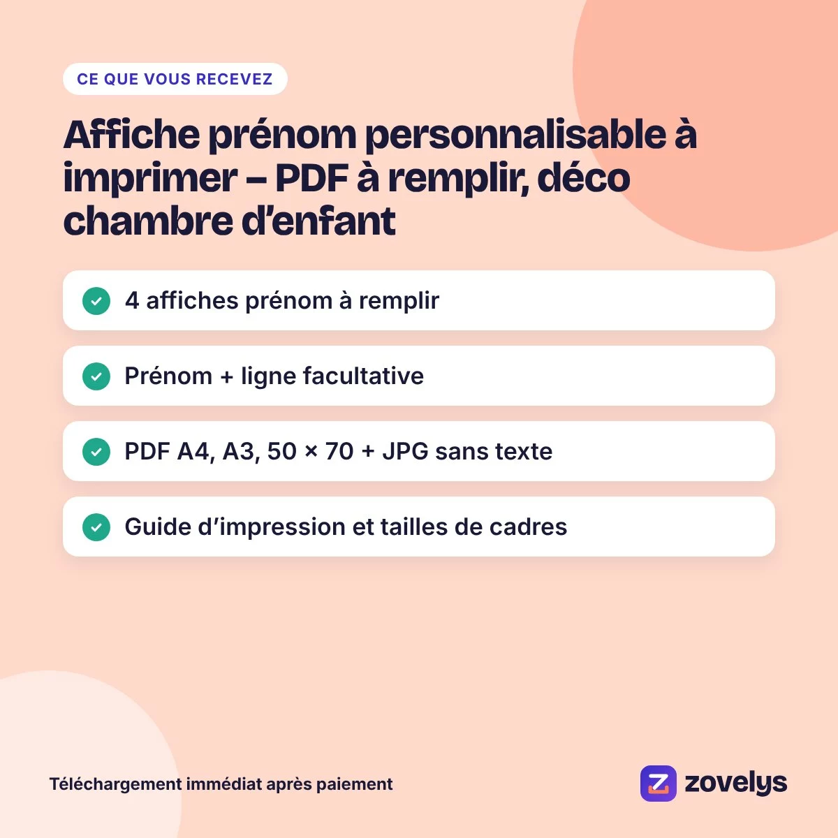 Affiche prénom personnalisable à imprimer – PDF à remplir, déco chambre d’enfant – aperçu 4