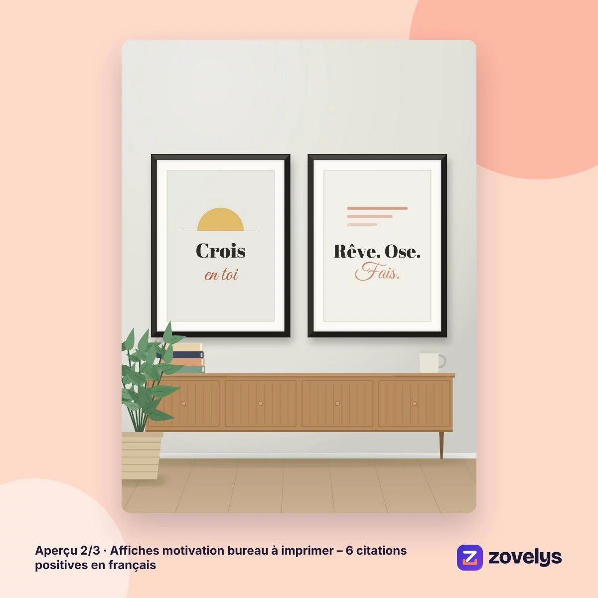 Affiches motivation bureau à imprimer – 6 citations positives en français – aperçu 2