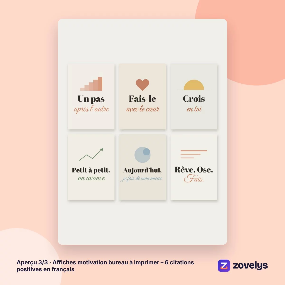 Affiches motivation bureau à imprimer – 6 citations positives en français – aperçu 3