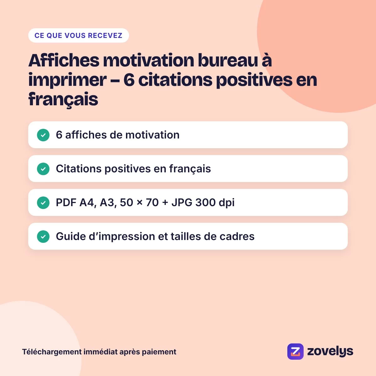 Affiches motivation bureau à imprimer – 6 citations positives en français – aperçu 4