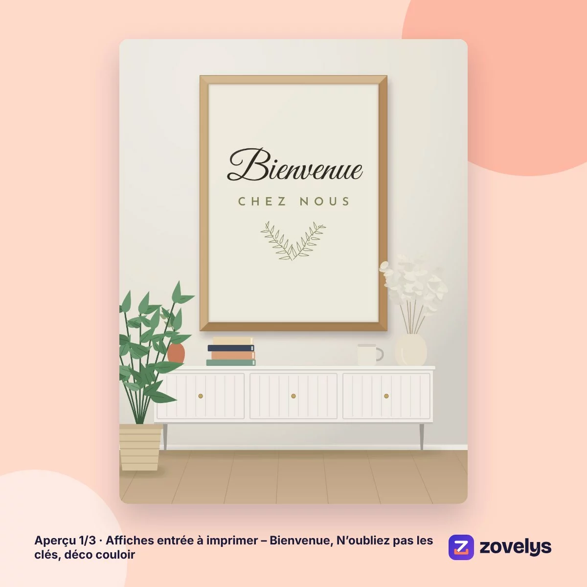 Affiches entrée à imprimer – Bienvenue, N’oubliez pas les clés, déco couloir – aperçu 1