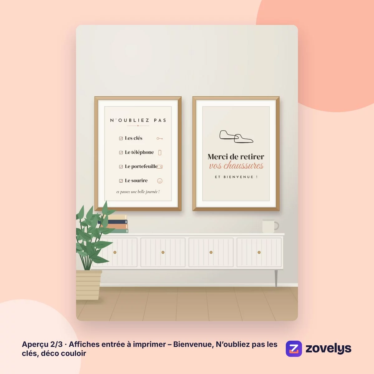 Affiches entrée à imprimer – Bienvenue, N’oubliez pas les clés, déco couloir – aperçu 2