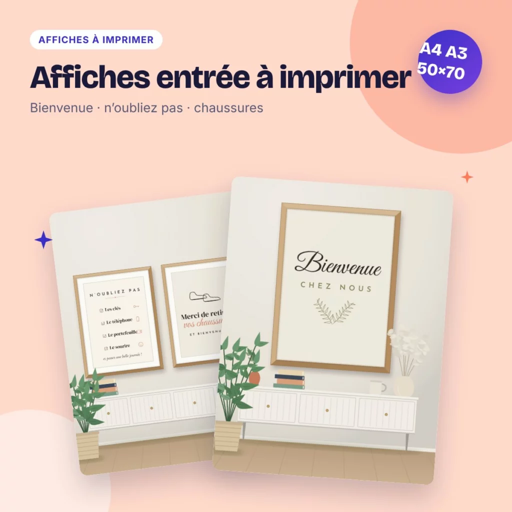 Affiches entrée à imprimer – Bienvenue, N’oubliez pas les clés, déco couloir