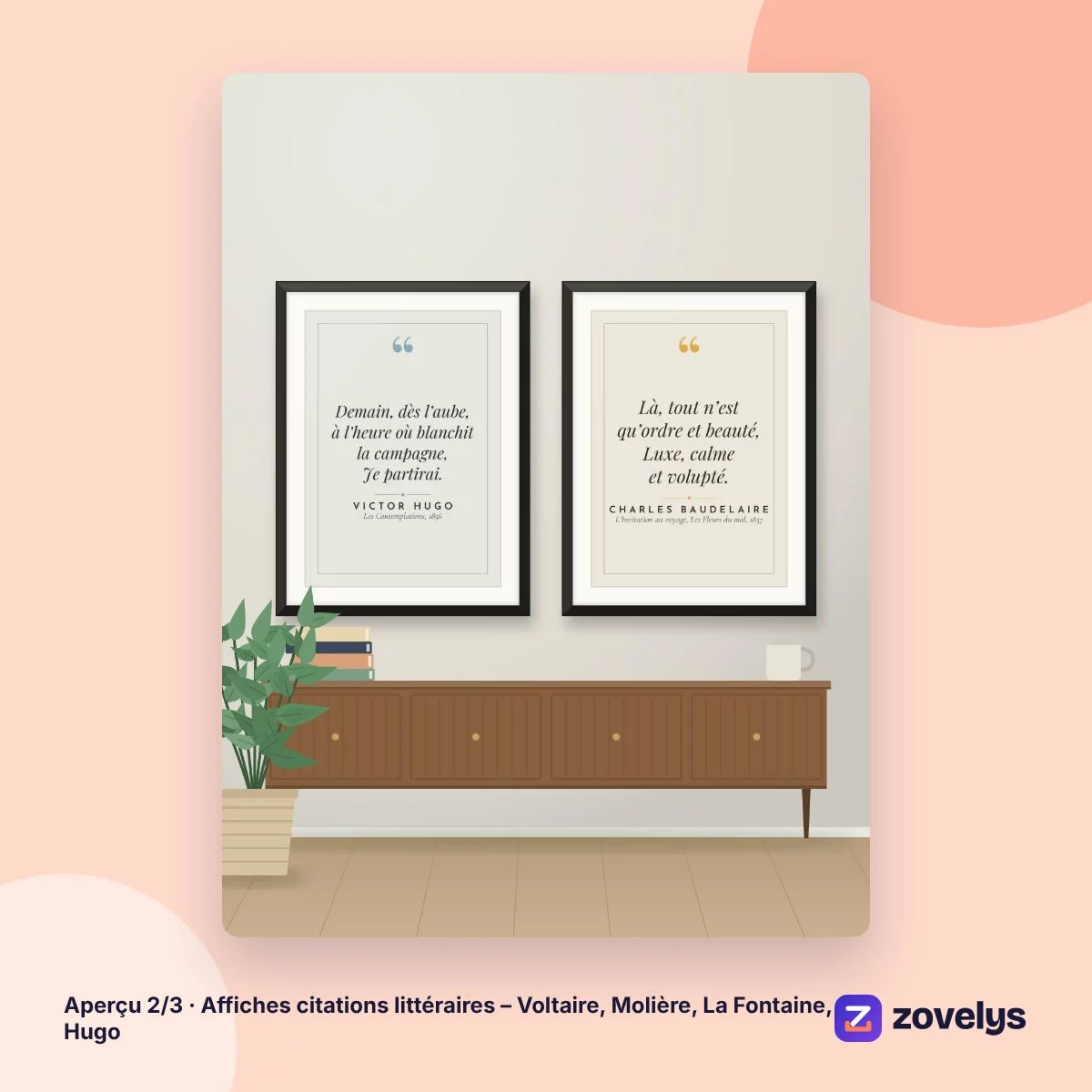 Affiches citations littéraires – Voltaire, Molière, La Fontaine, Hugo – aperçu 2