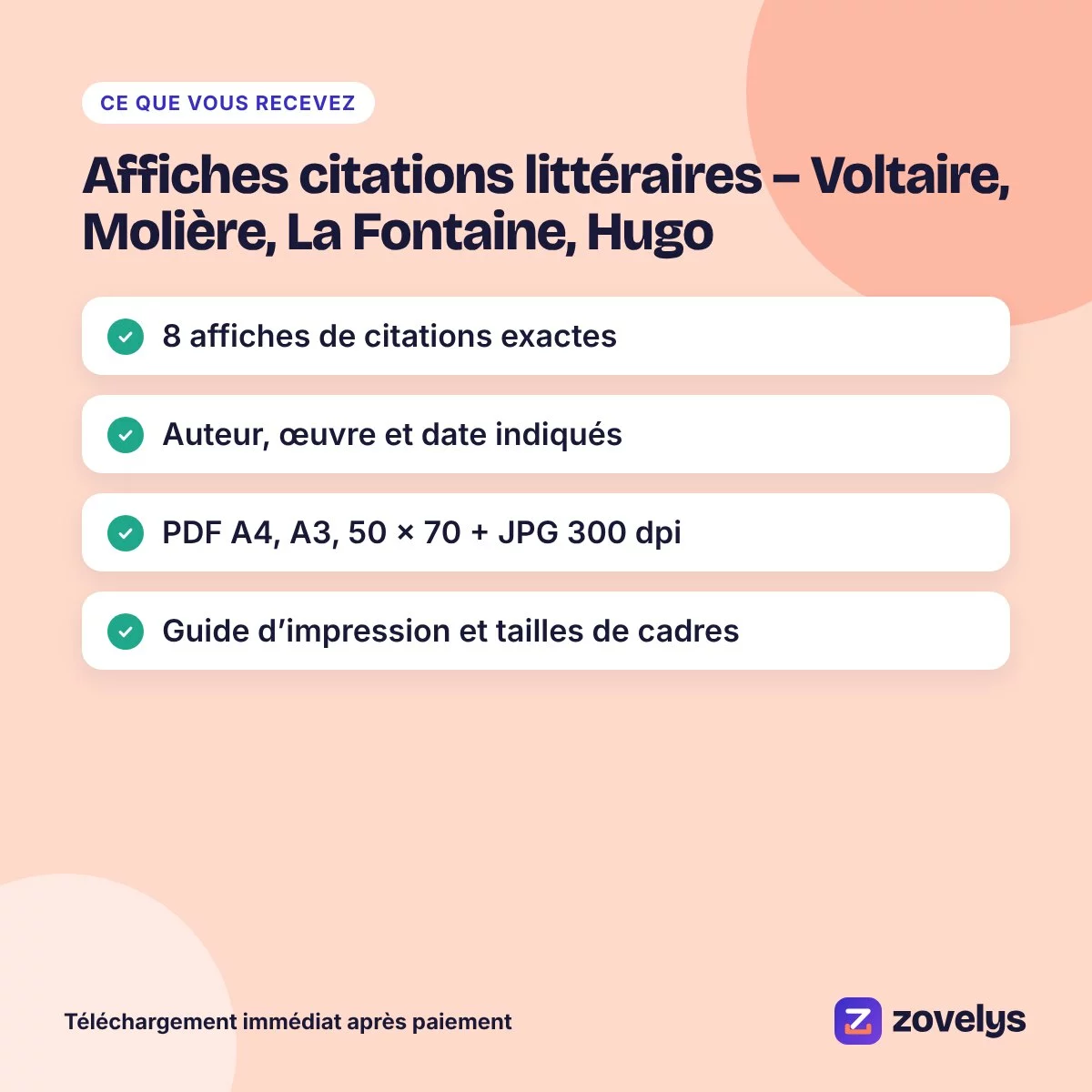 Affiches citations littéraires – Voltaire, Molière, La Fontaine, Hugo – aperçu 4