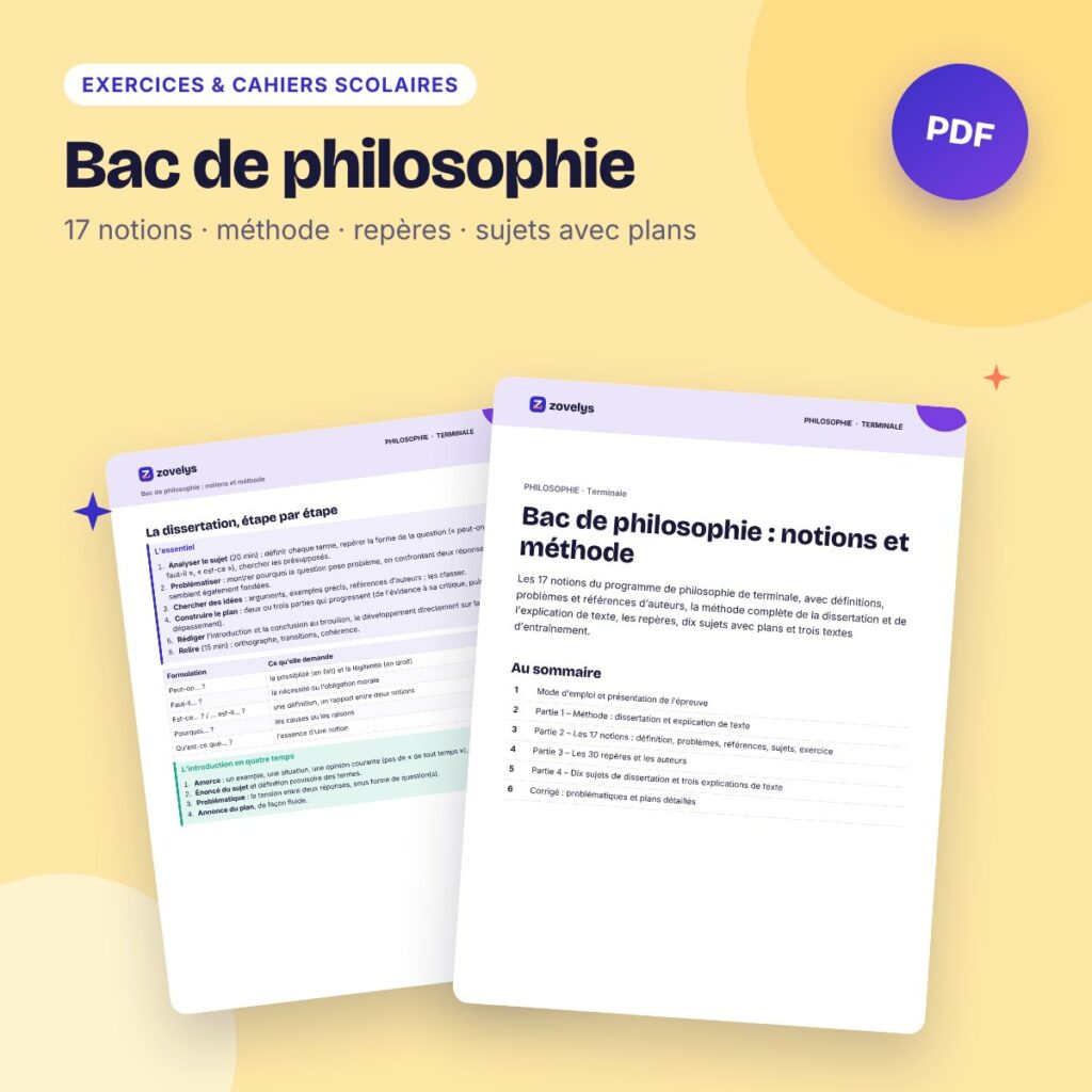 Bac de philosophie – 17 notions, repères, méthode de la dissertation et sujets