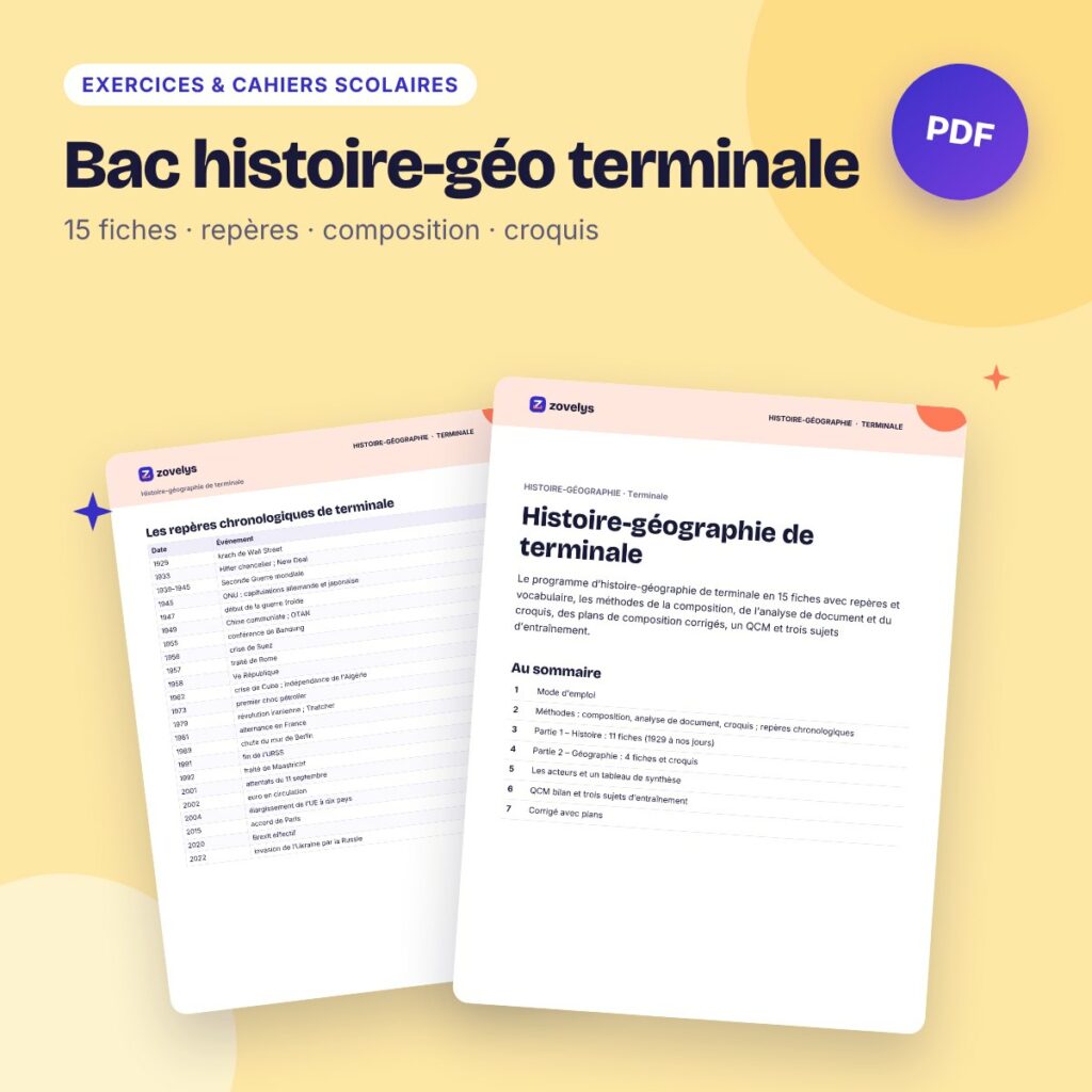 Bac histoire-géo terminale – 15 fiches, repères, méthodes et sujets corrigés