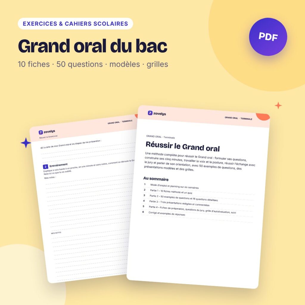 Grand oral du bac – méthode, 50 questions, présentations modèles et grilles