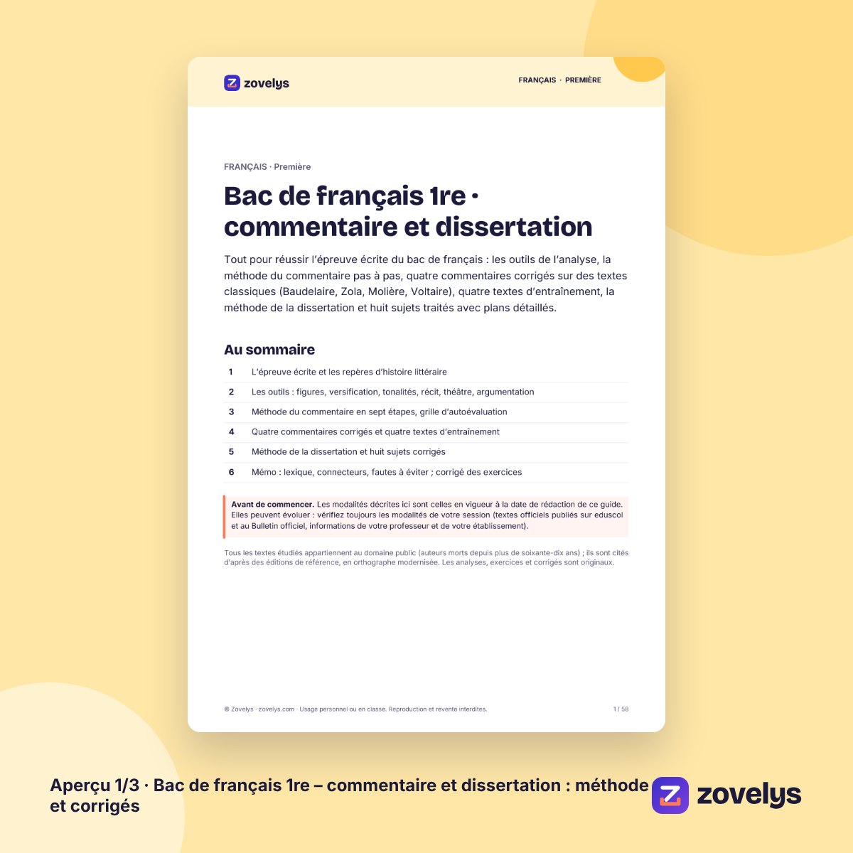 Bac de français 1re – commentaire et dissertation : méthode et corrigés – aperçu 1