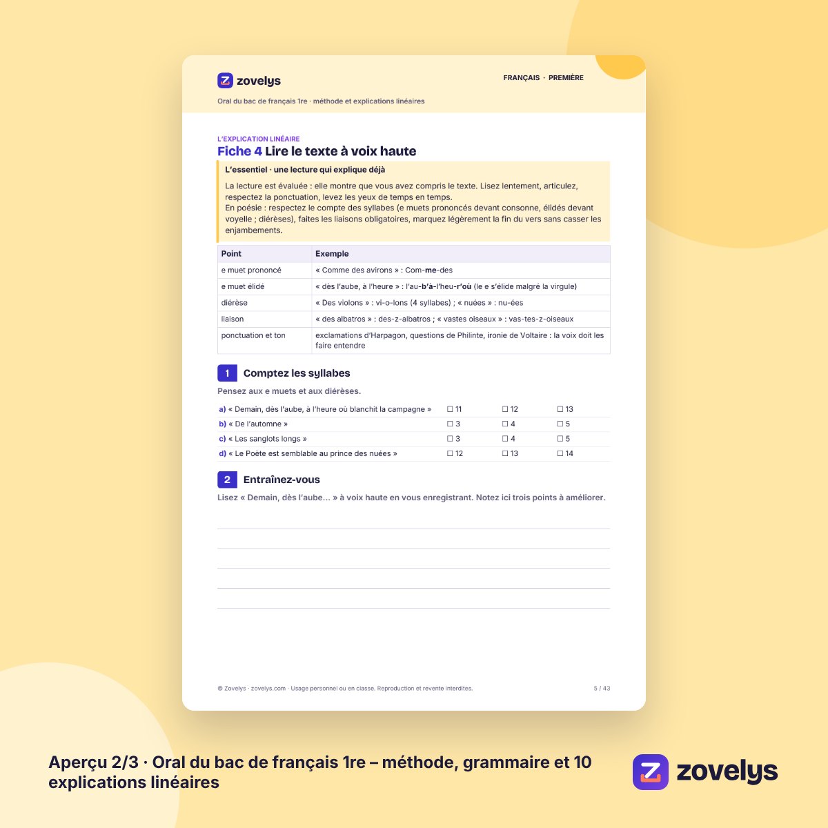 Oral du bac de français 1re – méthode, grammaire et 10 explications linéaires – aperçu 2