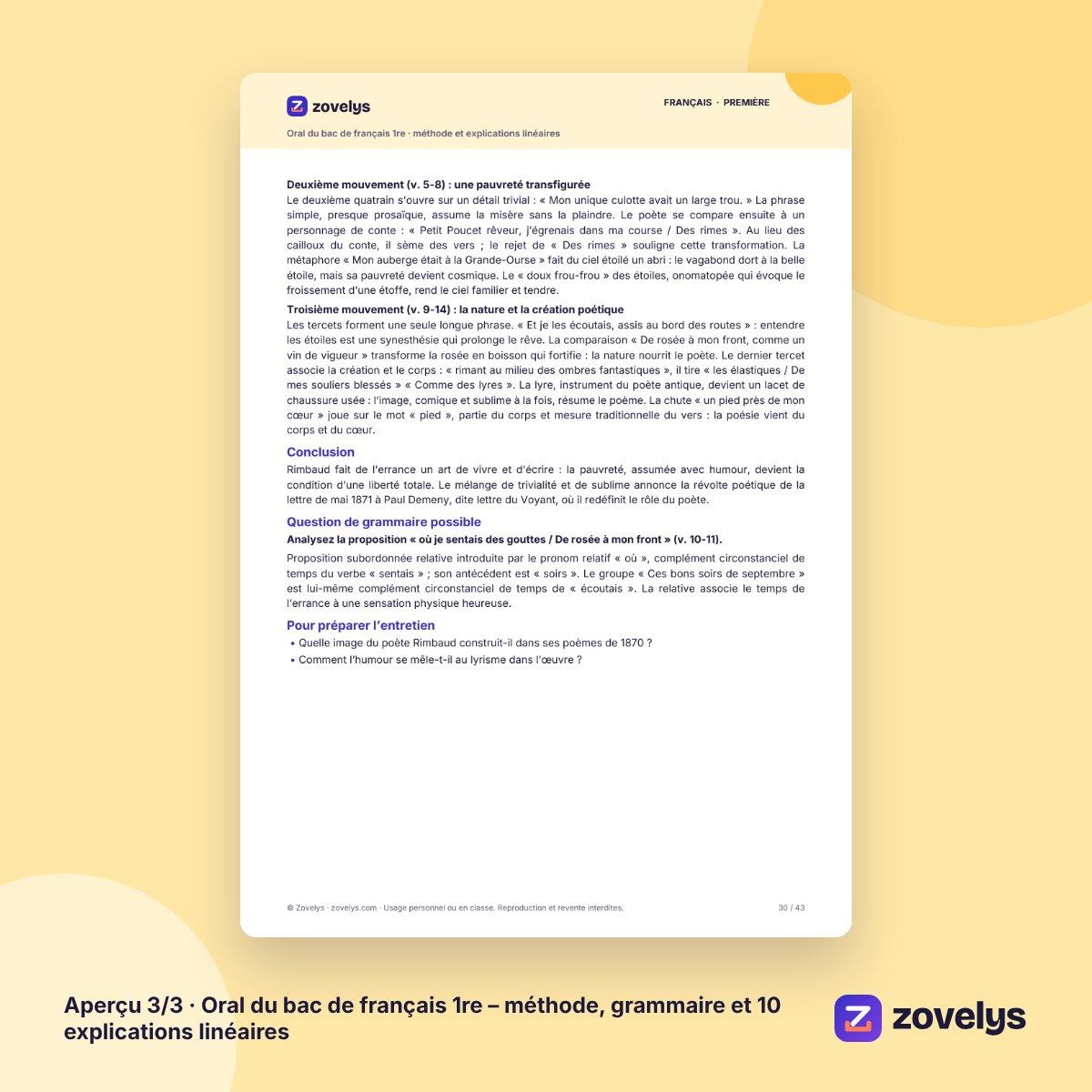 Oral du bac de français 1re – méthode, grammaire et 10 explications linéaires – aperçu 3