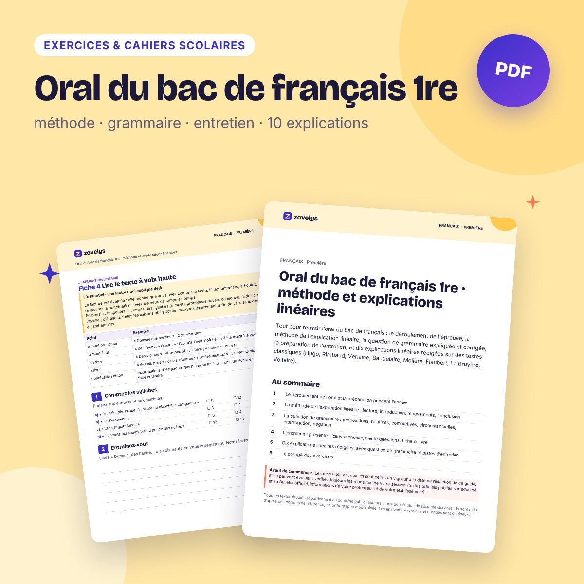 Oral du bac de français 1re – méthode, grammaire et 10 explications linéaires