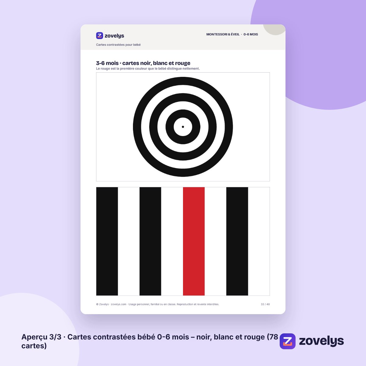 Cartes contrastées bébé 0-6 mois – noir, blanc et rouge (78 cartes) – aperçu 3