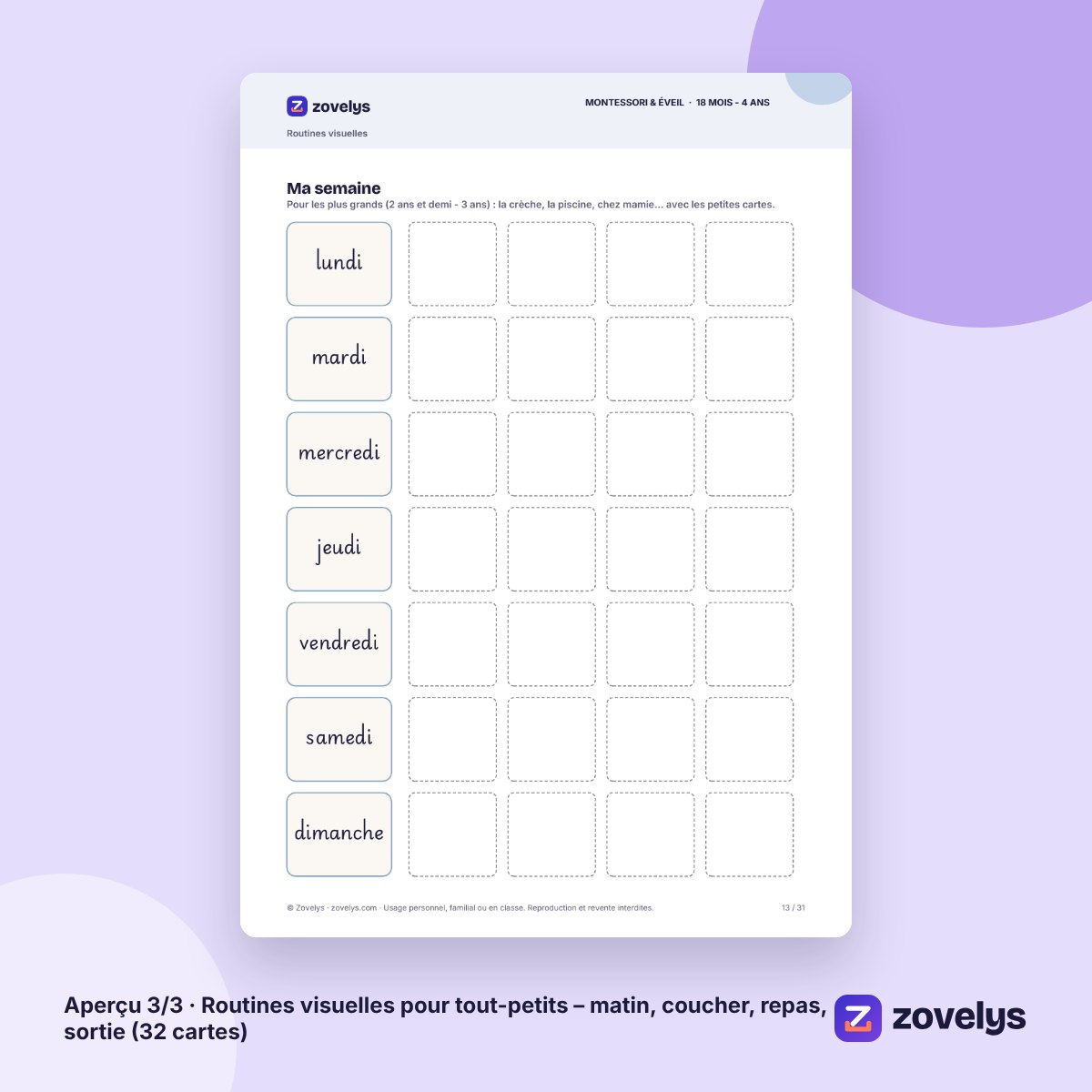 Routines visuelles pour tout-petits – matin, coucher, repas, sortie (32 cartes) – aperçu 3