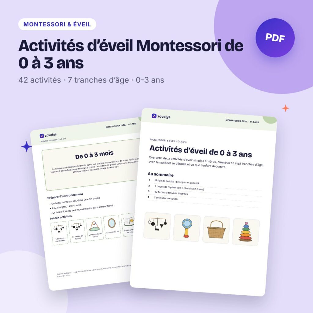 Activités d’éveil Montessori de 0 à 3 ans – 42 fiches par âge