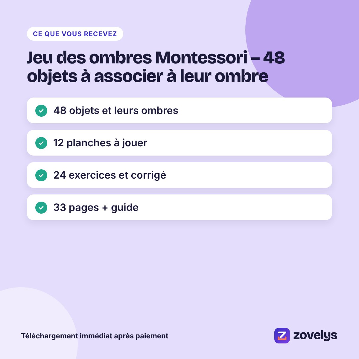 Jeu des ombres Montessori – 48 objets à associer à leur ombre – aperçu 4