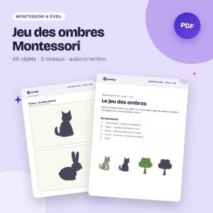 Jeu des ombres Montessori – 48 objets à associer à leur ombre