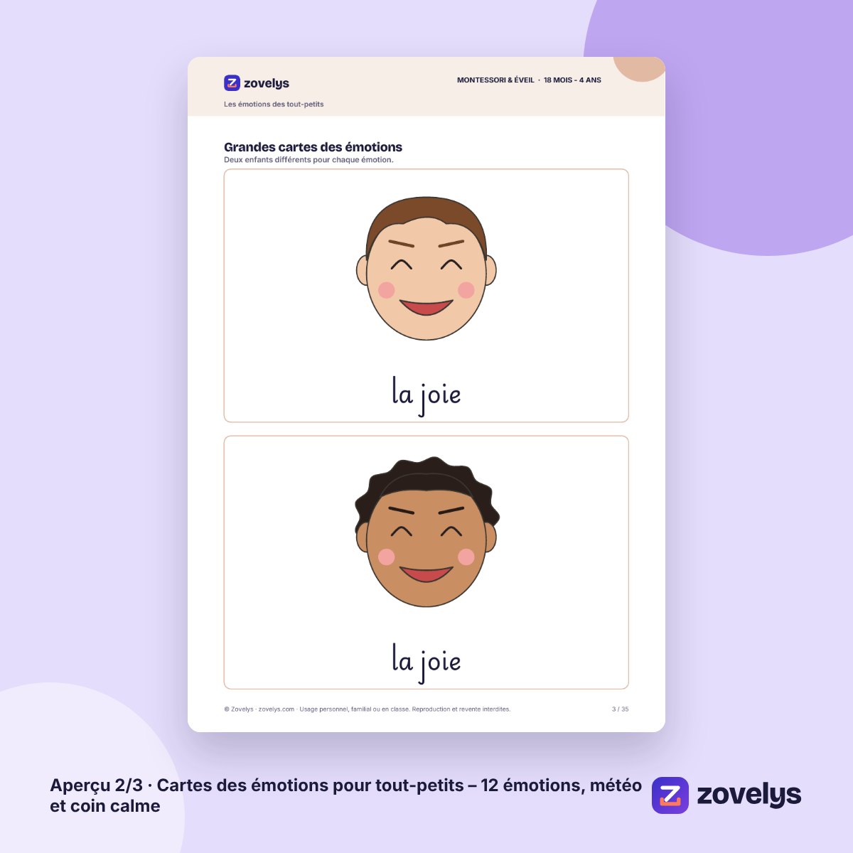 Cartes des émotions pour tout-petits – 12 émotions, météo et coin calme – aperçu 2