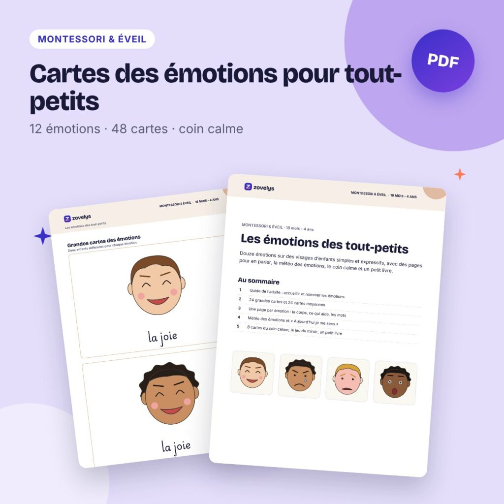 Cartes des émotions pour tout-petits – 12 émotions, météo et coin calme