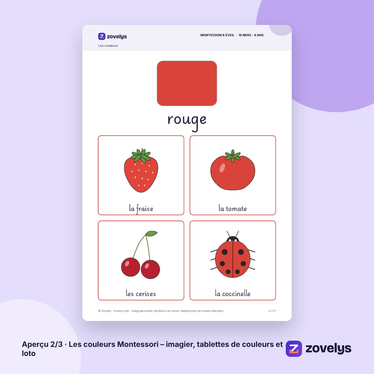 Les couleurs Montessori – imagier, tablettes de couleurs et loto – aperçu 2