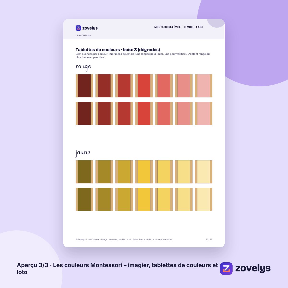 Les couleurs Montessori – imagier, tablettes de couleurs et loto – aperçu 3