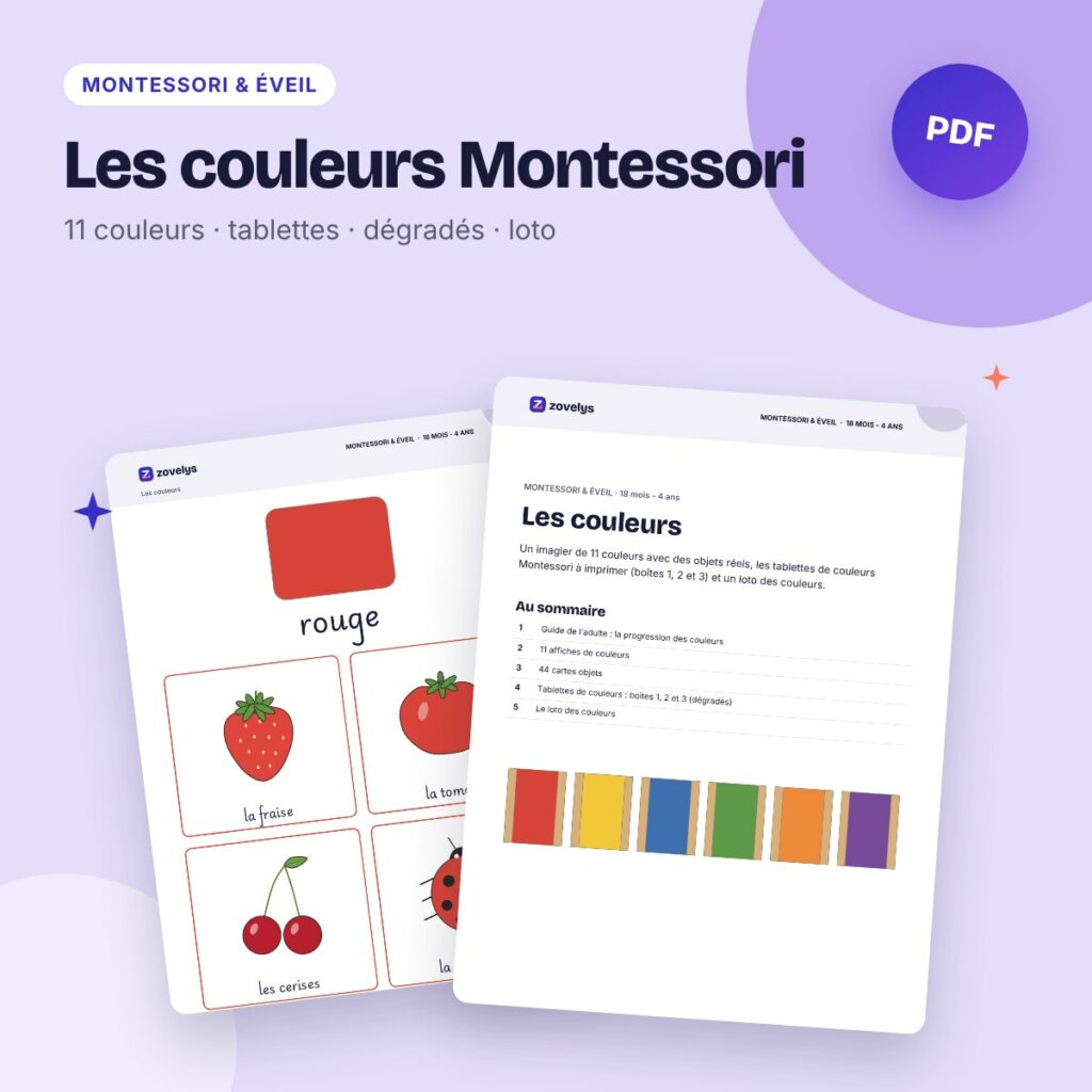 Les couleurs Montessori – imagier, tablettes de couleurs et loto