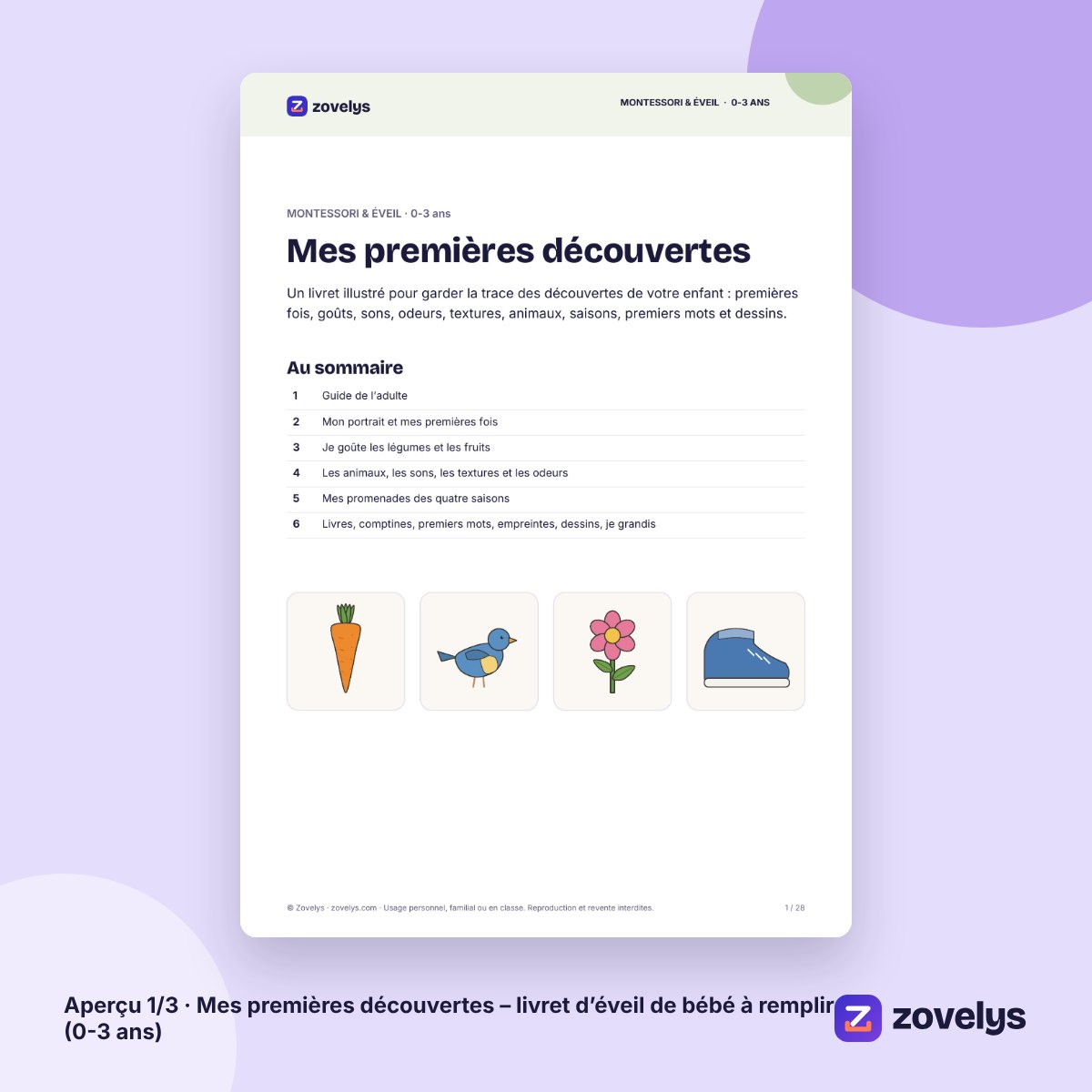 Mes premières découvertes – livret d’éveil de bébé à remplir (0-3 ans) – aperçu 1
