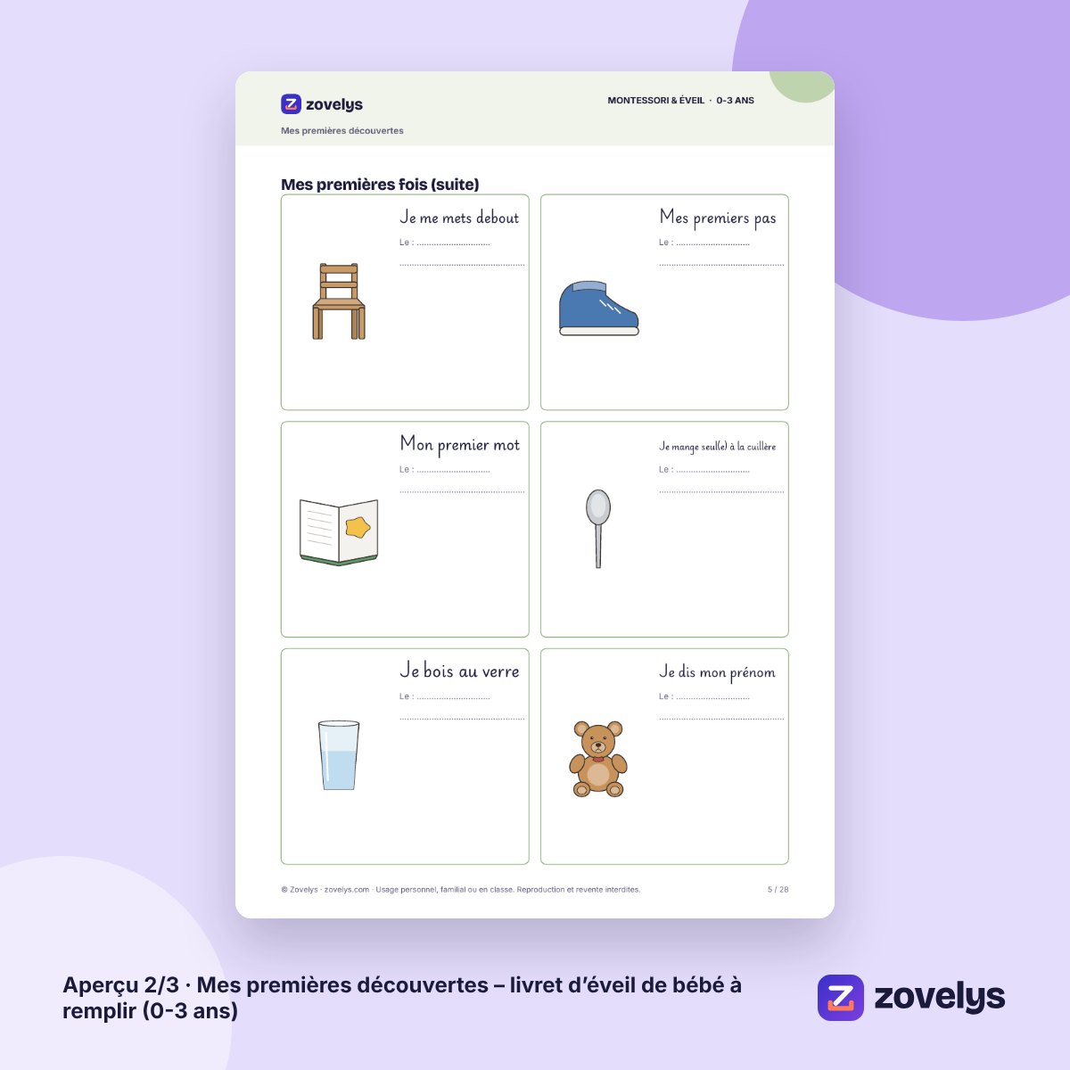 Mes premières découvertes – livret d’éveil de bébé à remplir (0-3 ans) – aperçu 2