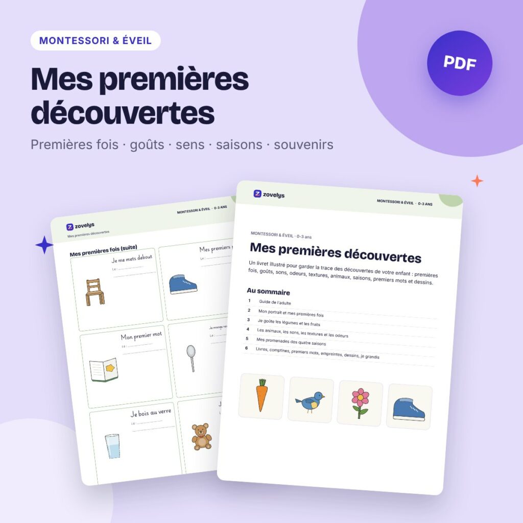 Mes premières découvertes – livret d’éveil de bébé à remplir (0-3 ans)