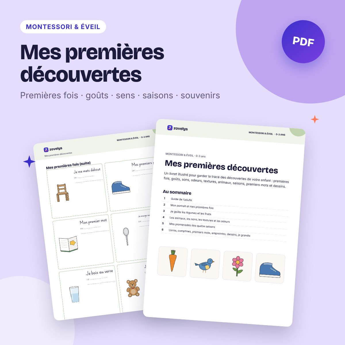 Mes premières découvertes – livret d’éveil de bébé à remplir (0-3 ans)