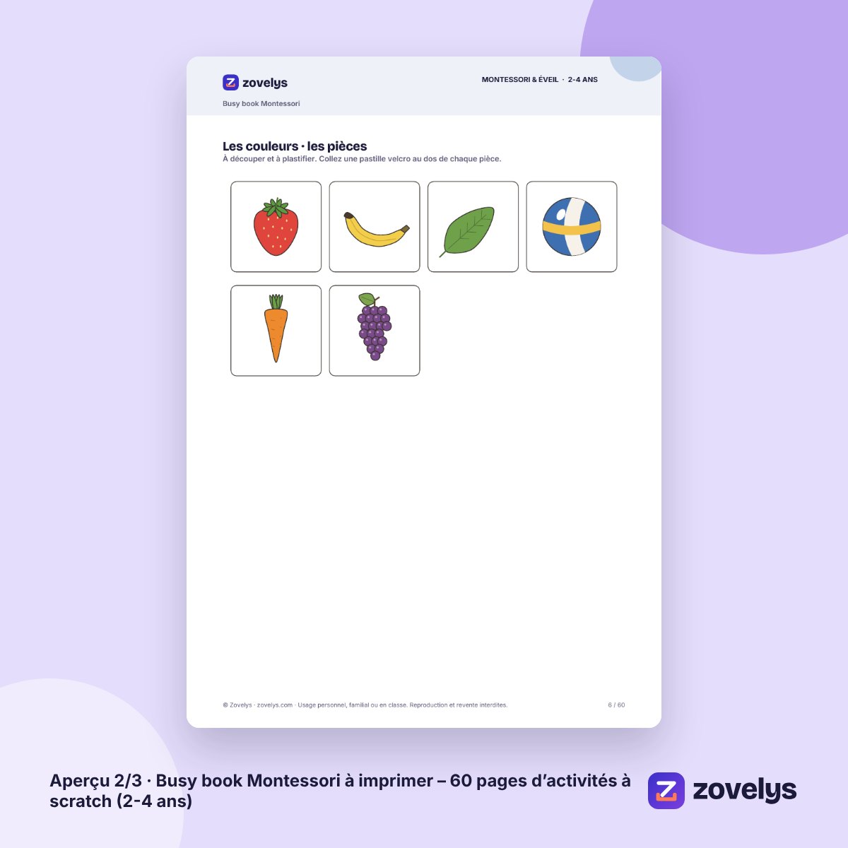 Busy book Montessori à imprimer – 60 pages d’activités à scratch (2-4 ans) – aperçu 2