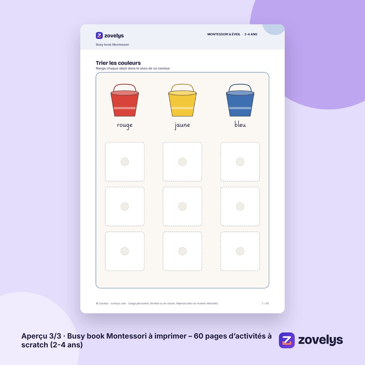 Busy book Montessori à imprimer – 60 pages d’activités à scratch (2-4 ans) – aperçu 3