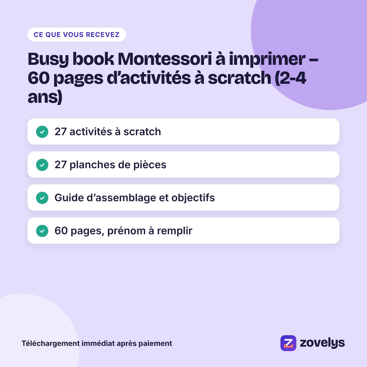 Busy book Montessori à imprimer – 60 pages d’activités à scratch (2-4 ans) – aperçu 4