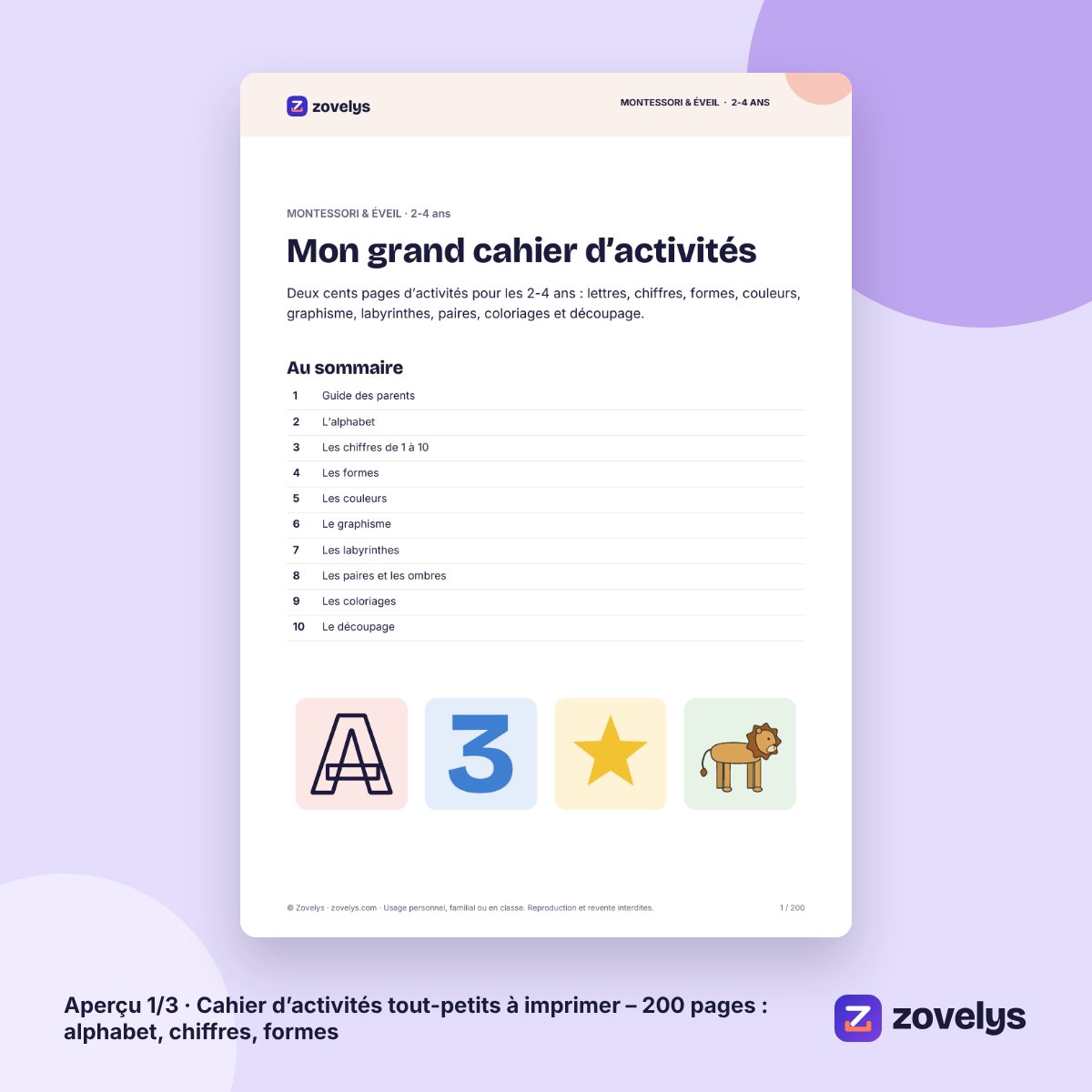 Cahier d’activités tout-petits – 200 pages : alphabet, chiffres, formes – aperçu 1