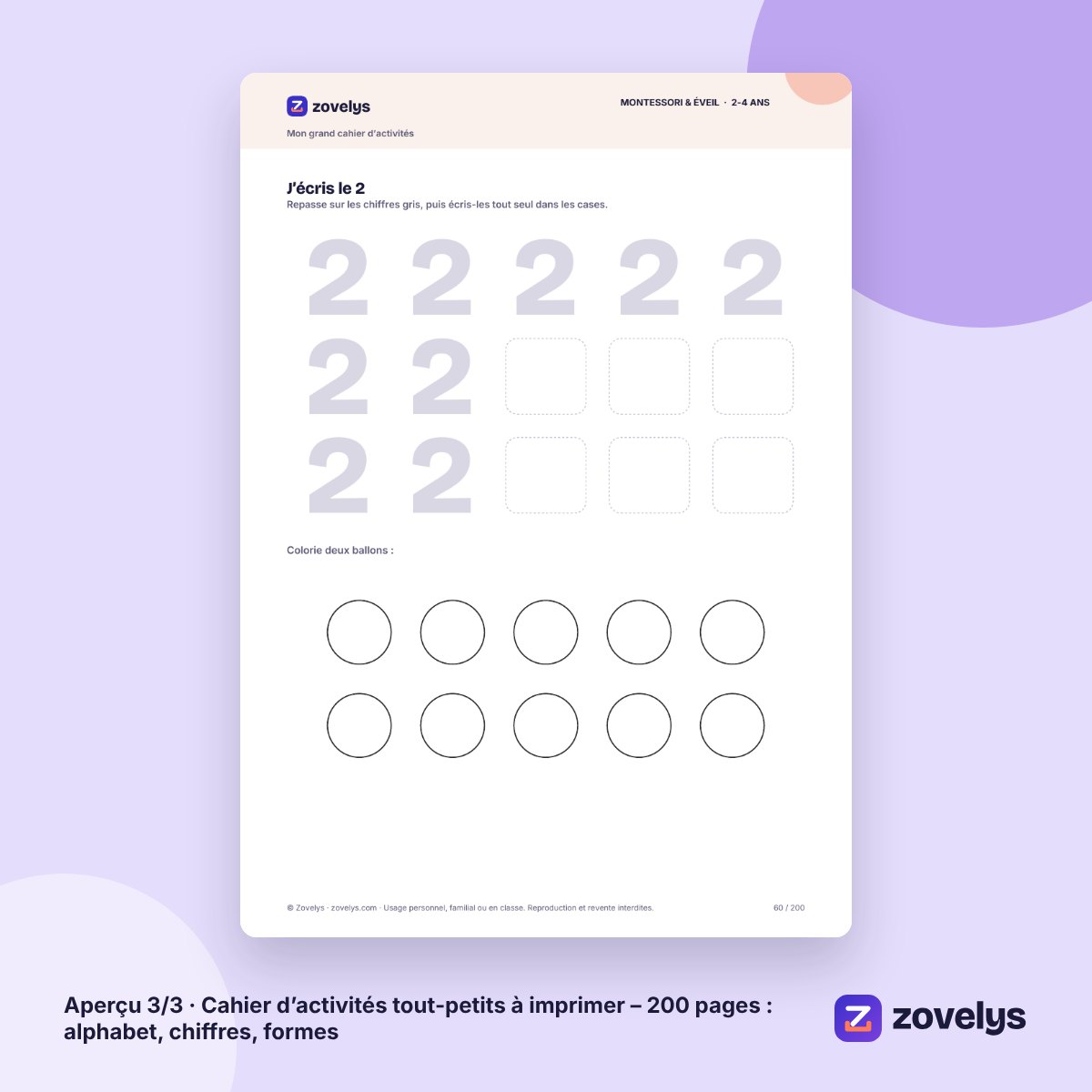 Cahier d’activités tout-petits – 200 pages : alphabet, chiffres, formes – aperçu 3