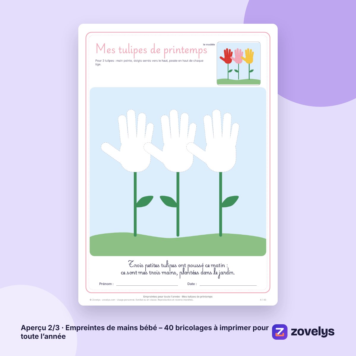 Empreintes de mains bébé – 40 bricolages à imprimer pour toute l’année – aperçu 2