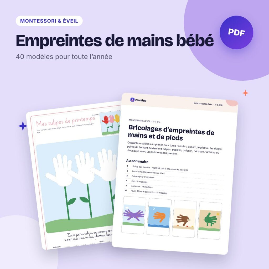 Empreintes de mains bébé – 40 bricolages à imprimer pour toute l’année