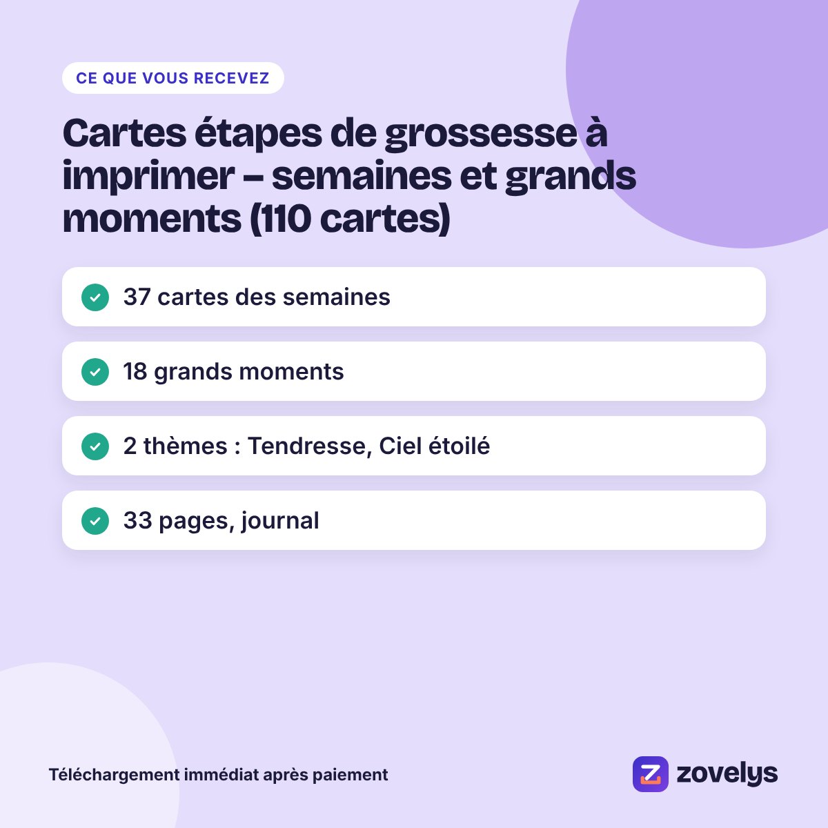 Cartes étapes de grossesse à imprimer – semaines et grands moments (110 cartes) – aperçu 4