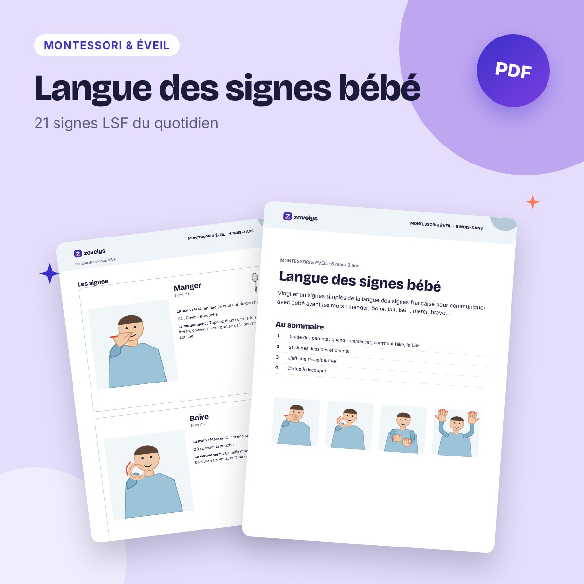 Langue des signes bébé – 21 signes LSF illustrés du quotidien