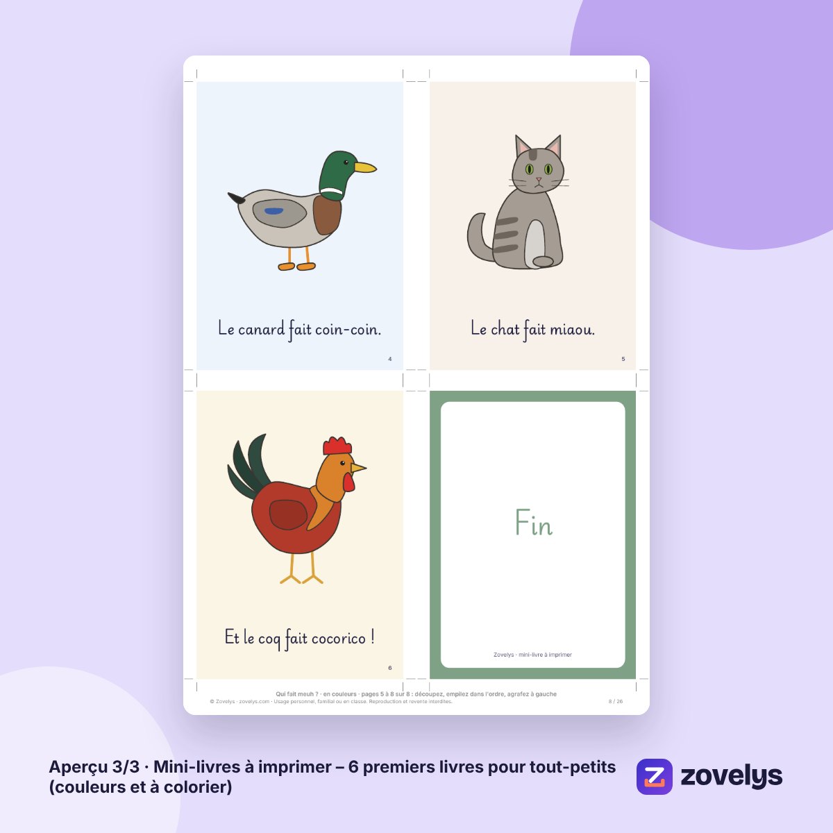 Mini-livres à imprimer – 6 premiers livres pour tout-petits, à colorier aussi – aperçu 3